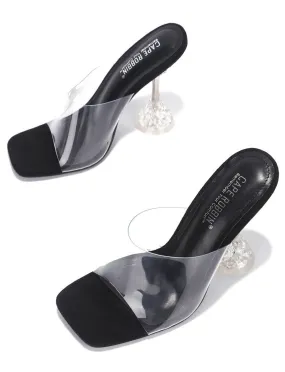 Ahmee Saying Hello Clear Heel Mule - Black