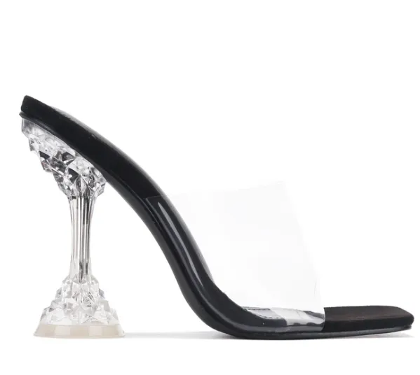 Ahmee Saying Hello Clear Heel Mule - Black