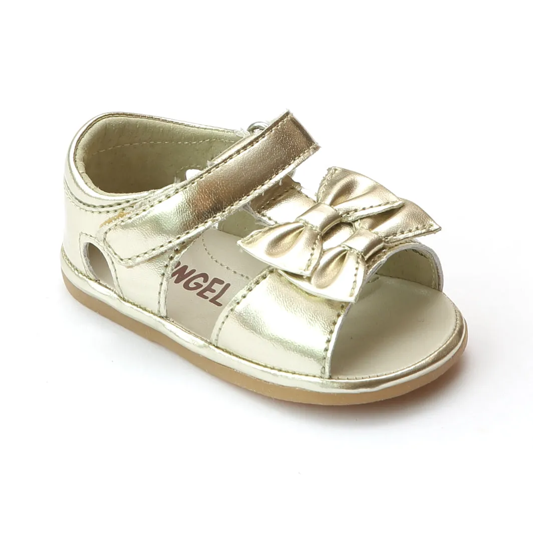 Angel Baby Girls Twin Bow T-Strap Sandal