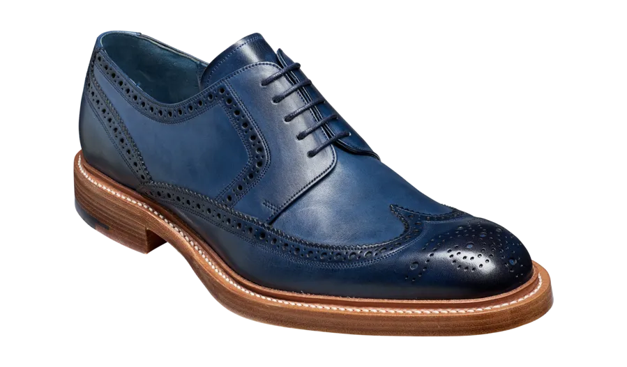 Barker Bailey Classic wing tip Derby - Navy Hand Painted