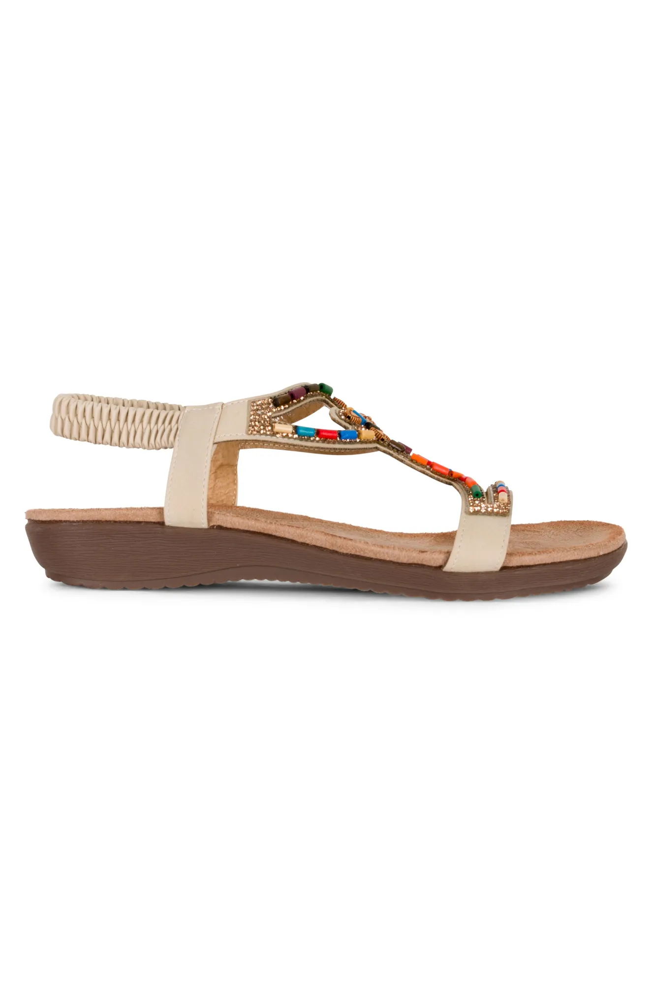 Bead & Diamante Sandal | BEIGE | MARIELLA AB