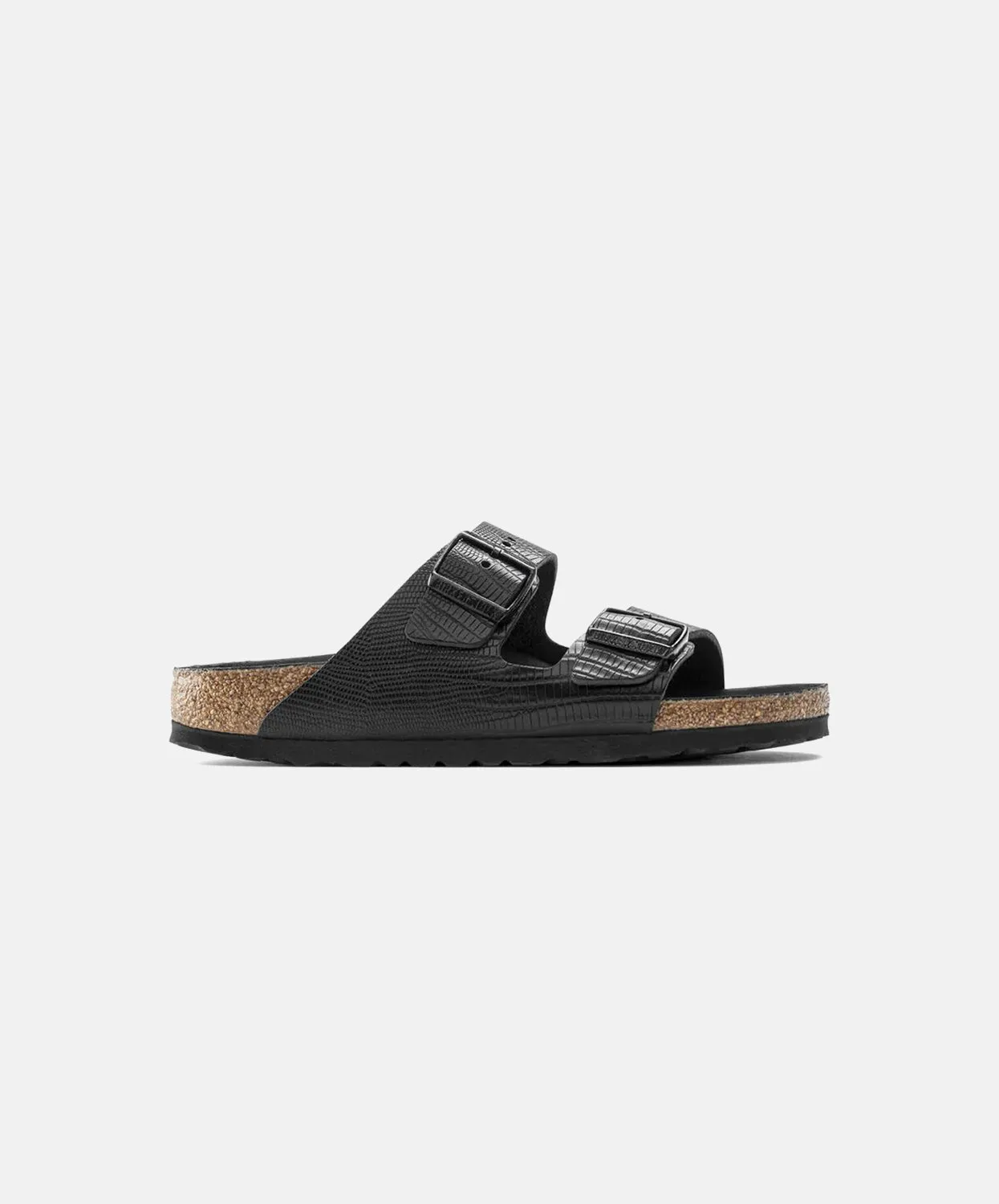 Birkenstock Arizona Embossed Smooth Leather Black Lizard Texture Sandals