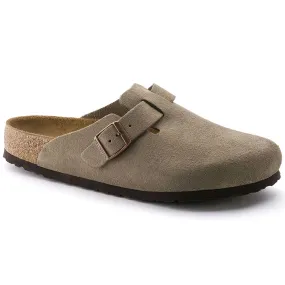 Birkenstock Boston, Narrow Fit, Soft Footbed, Suede Leather, Taupe