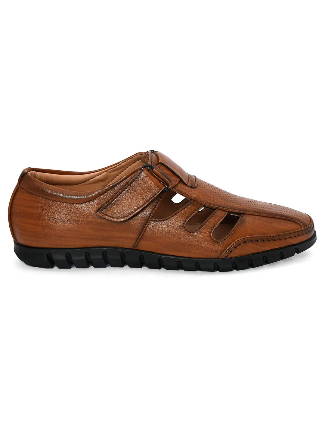 Breezer Tan Cut-Work Sandals