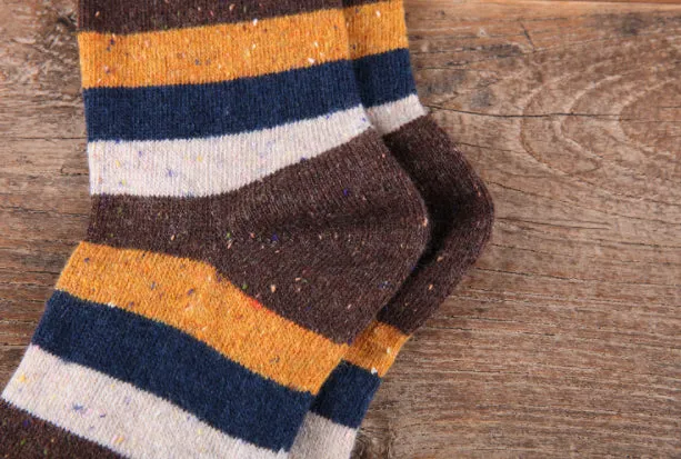 Cozy and Warm | Wool Socks | Brown Stripes