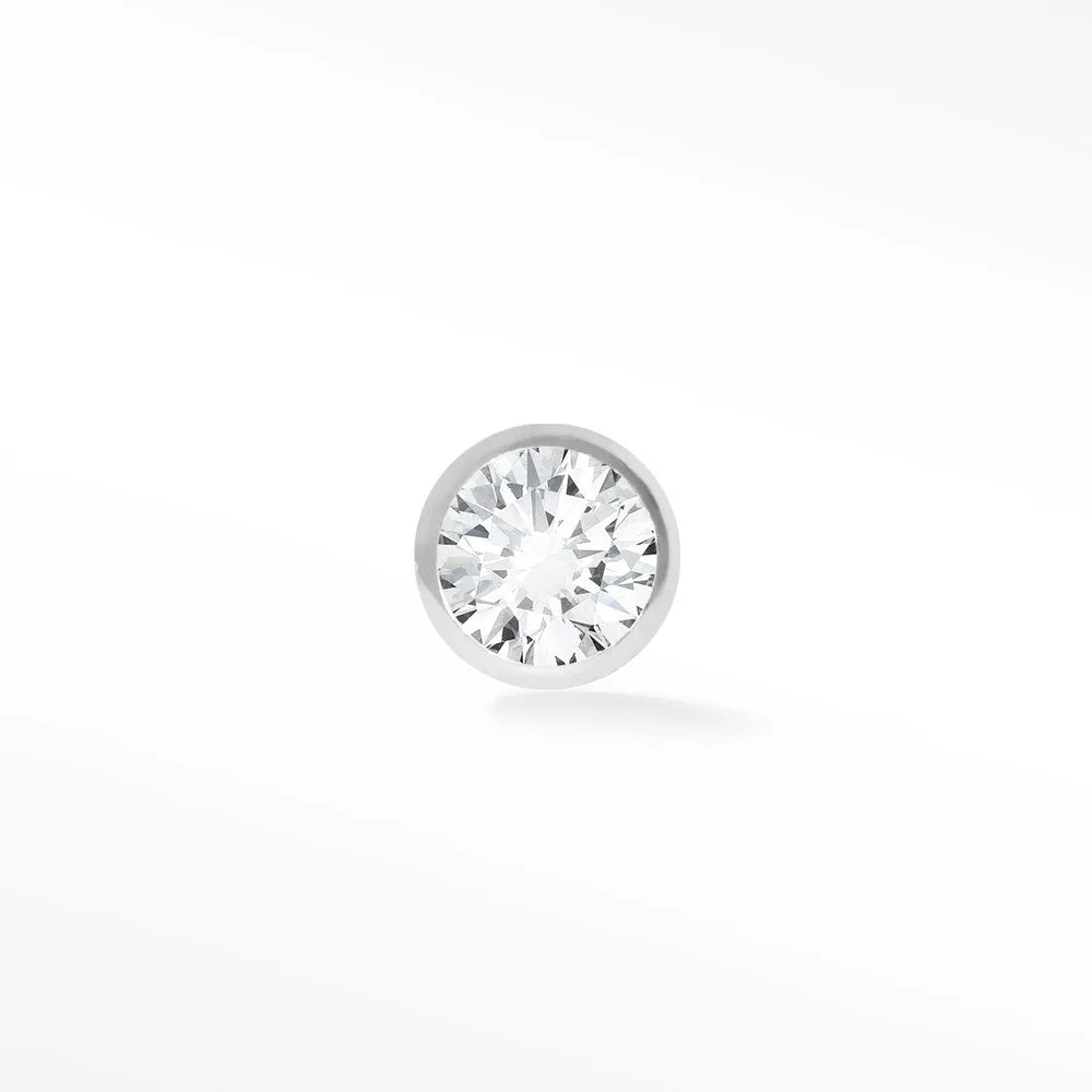 Diamond Flat Back Earring Diamond Bezel 14k White