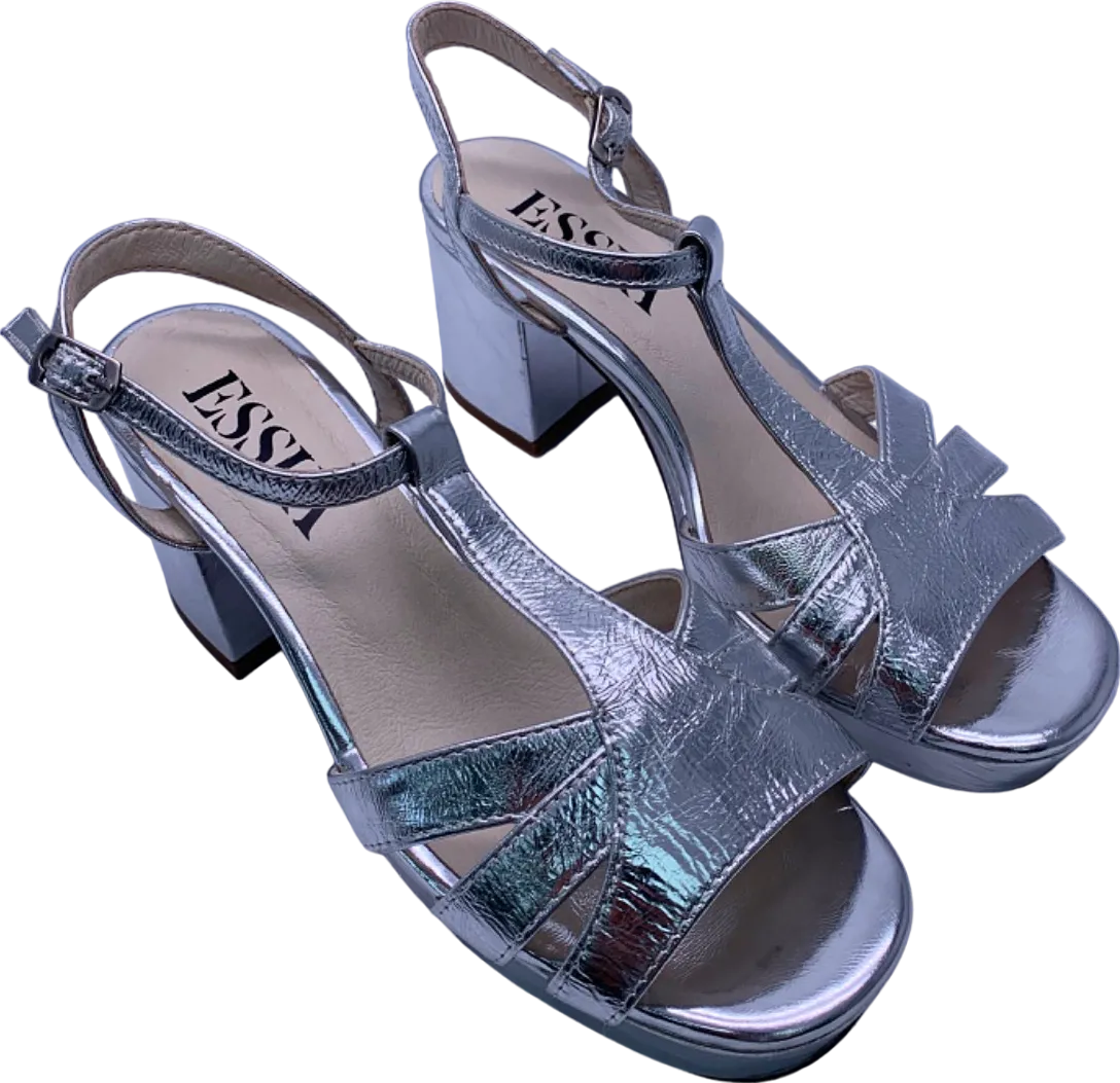 Esska Liquid Silver foile charlie Strappy Heeled Sandals UK 4