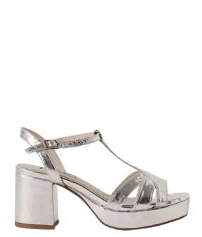 Esska Liquid Silver foile charlie Strappy Heeled Sandals UK 4