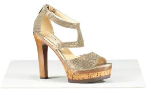 Jimmy Choo Metallic Wood Heeled Platform Sandals UK 3 EU 36 👠