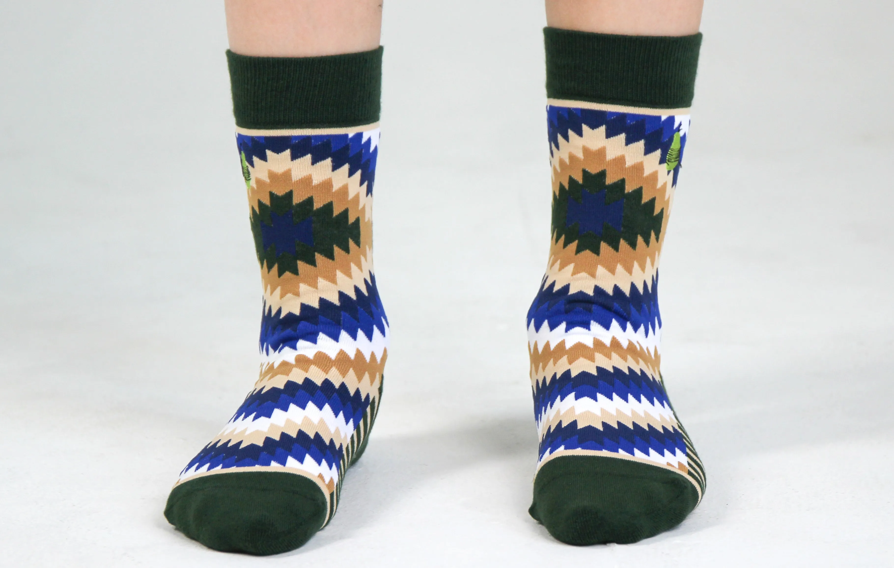 Kids' Cotton Crew Socks, Tribal Toes