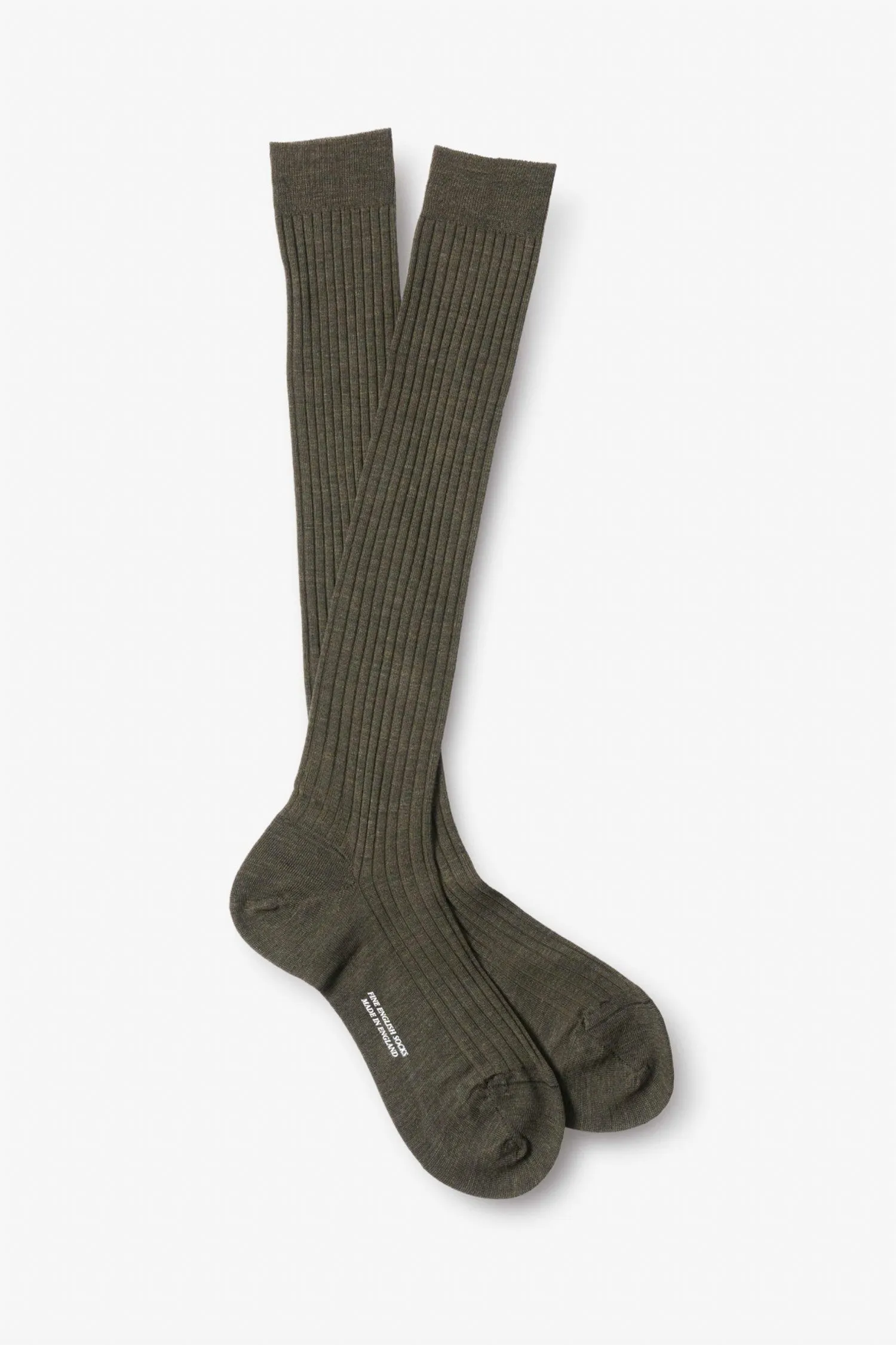 Long Ribbed Merino Sock Dark Olive