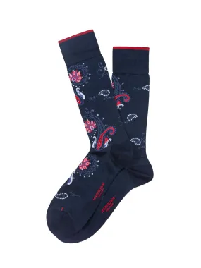 Marcoliani Navy Modal Paisley Flower Socks