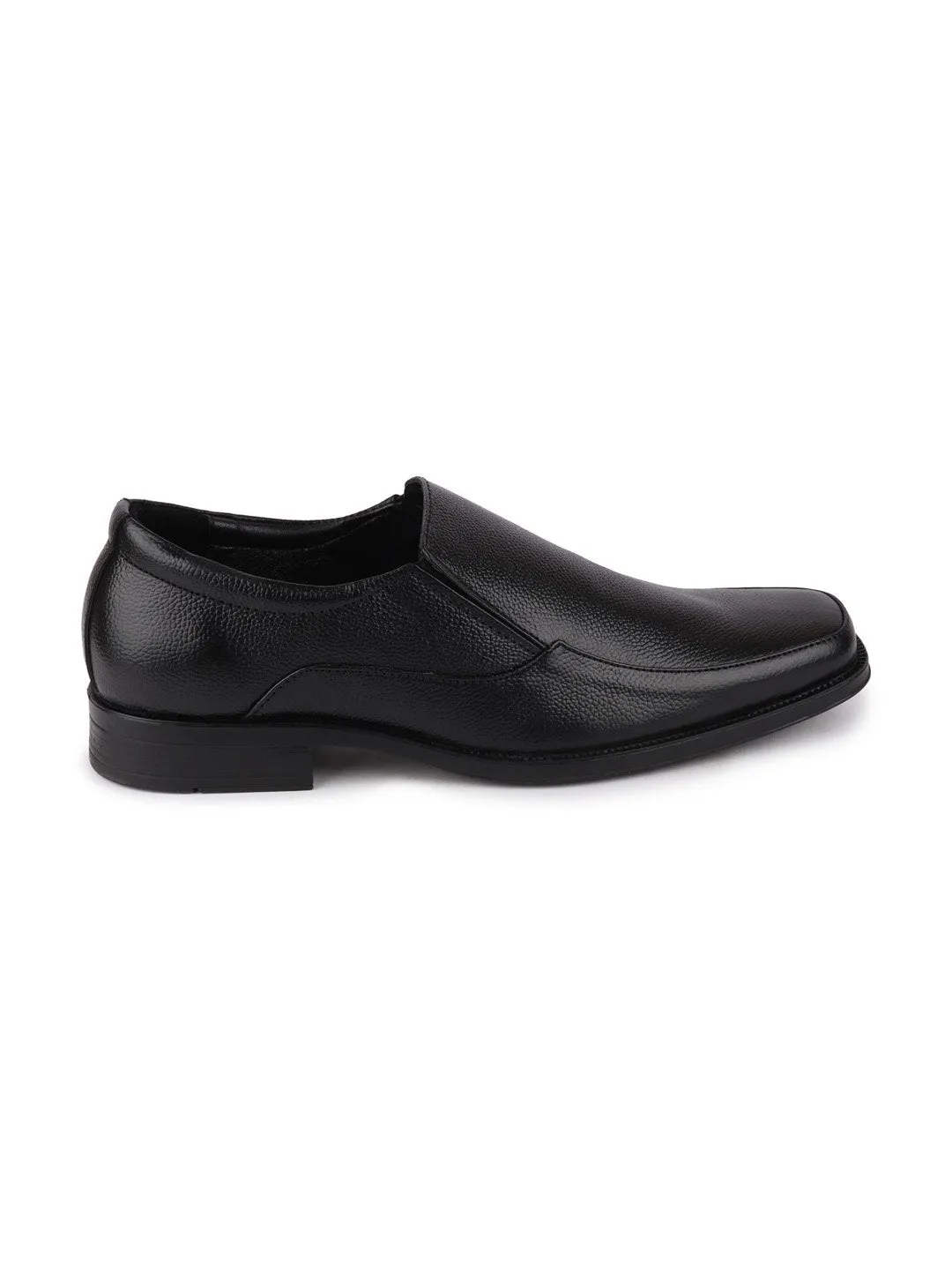 Men Black Plus Size Genuine Leather Formal Slip On Shoes