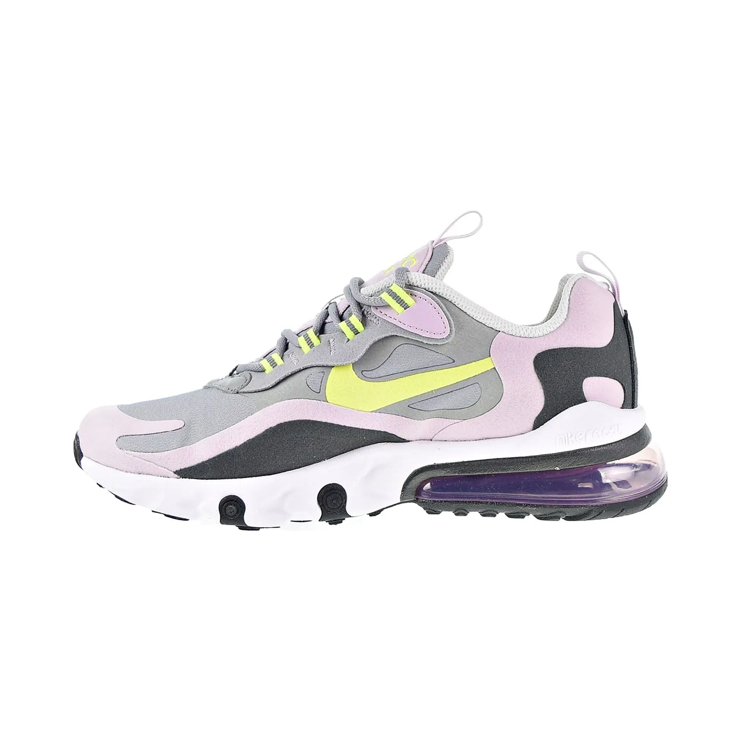 Nike Air Max 270 React (GS) Big Kids' Shoes Particle Grey-Iced Lilac-Lemon Venom