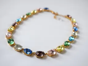 Pastel Crystal Harlequin Collet Necklace - Medium Oval