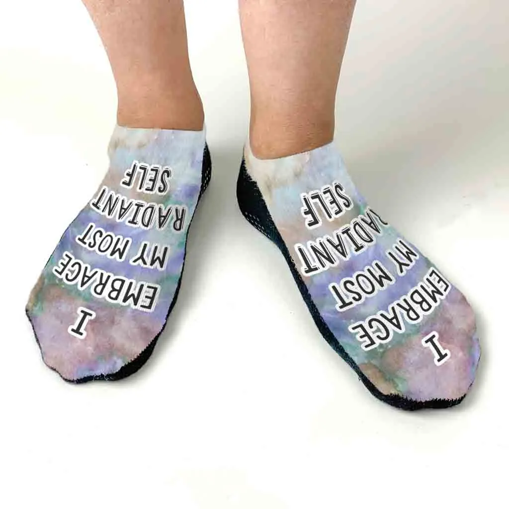 Positive Inspirational Quote Printed on No Show Socks