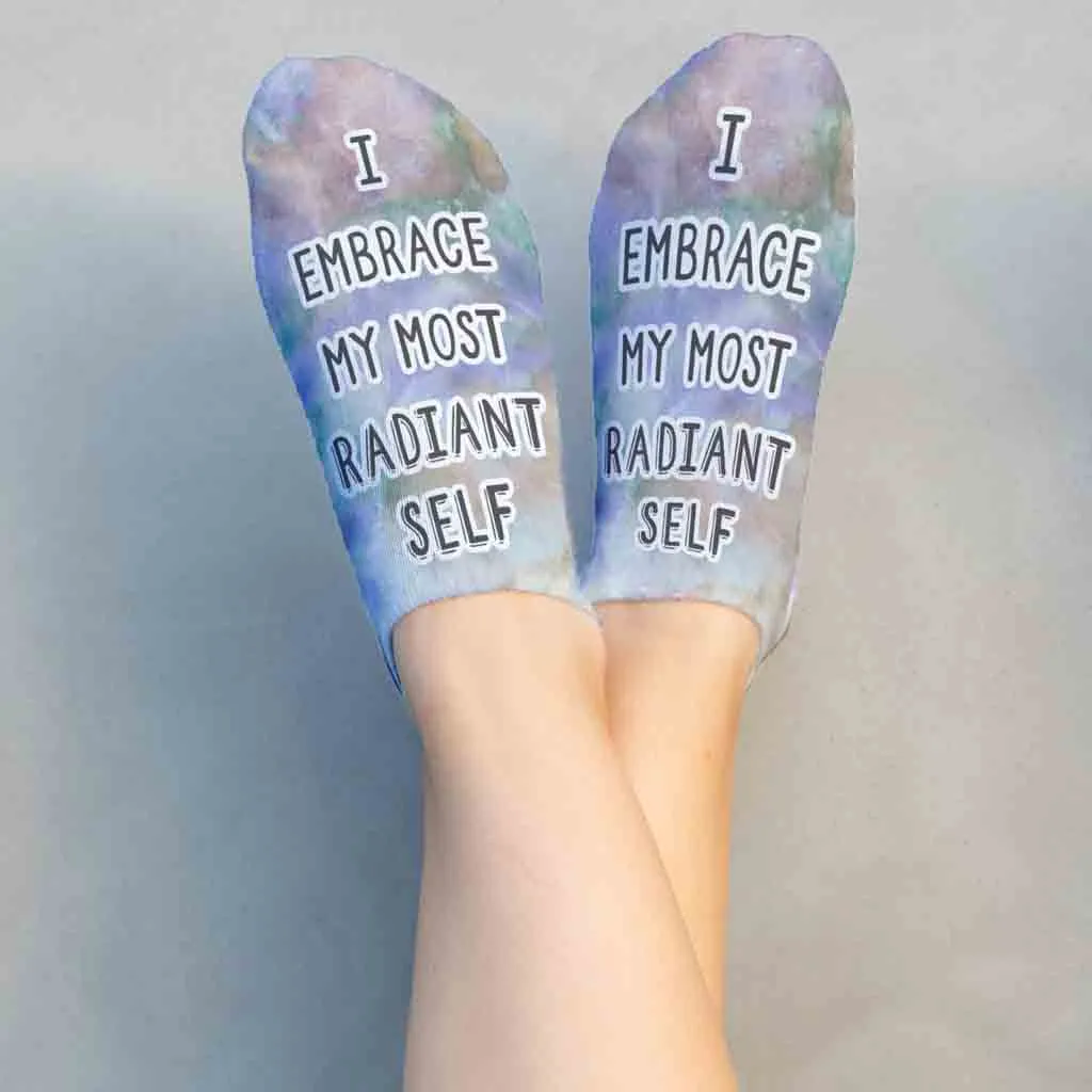 Positive Inspirational Quote Printed on No Show Socks