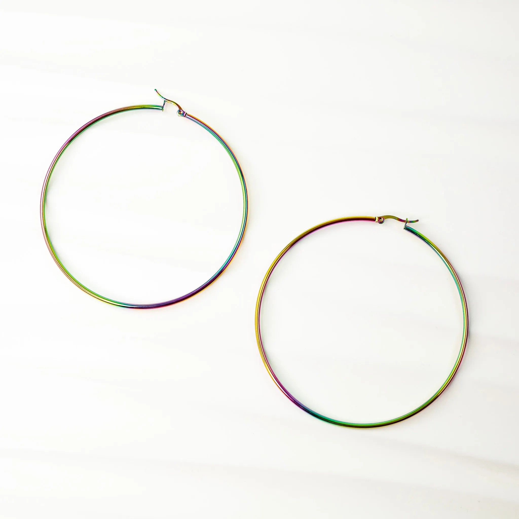 Prism Giant Rainbow Hoop Earrings