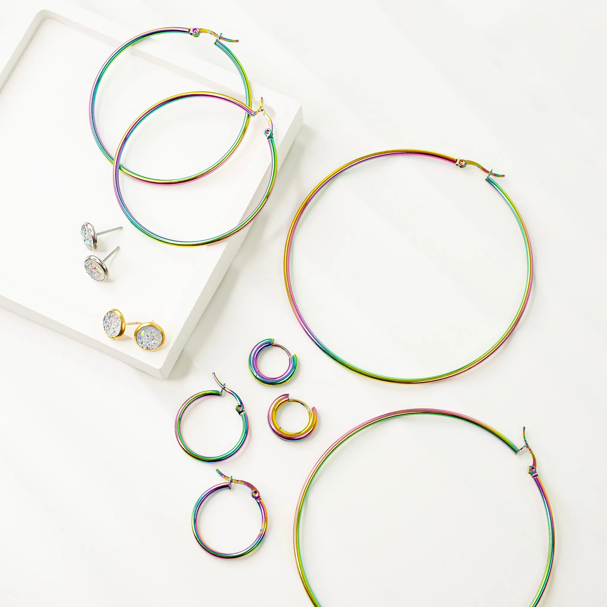 Prism Giant Rainbow Hoop Earrings