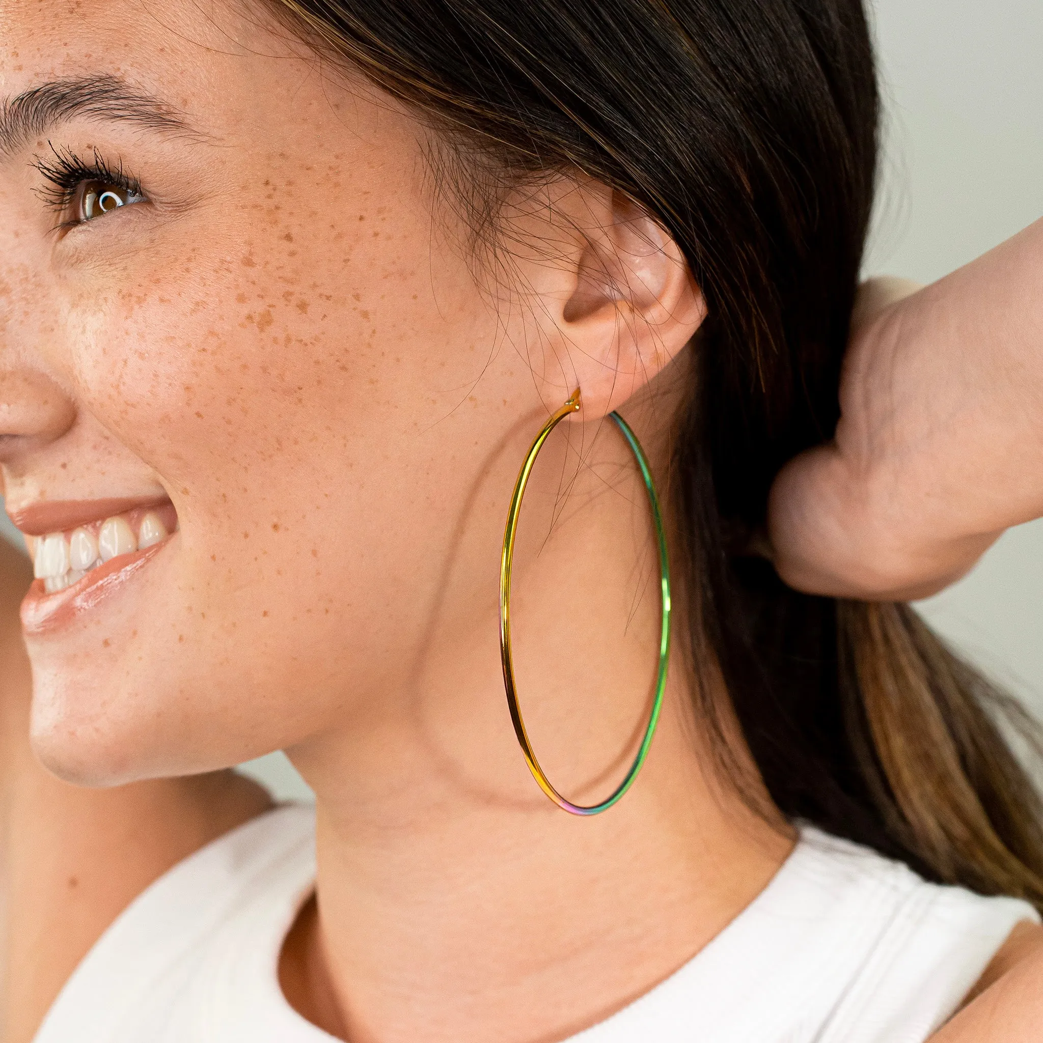 Prism Giant Rainbow Hoop Earrings