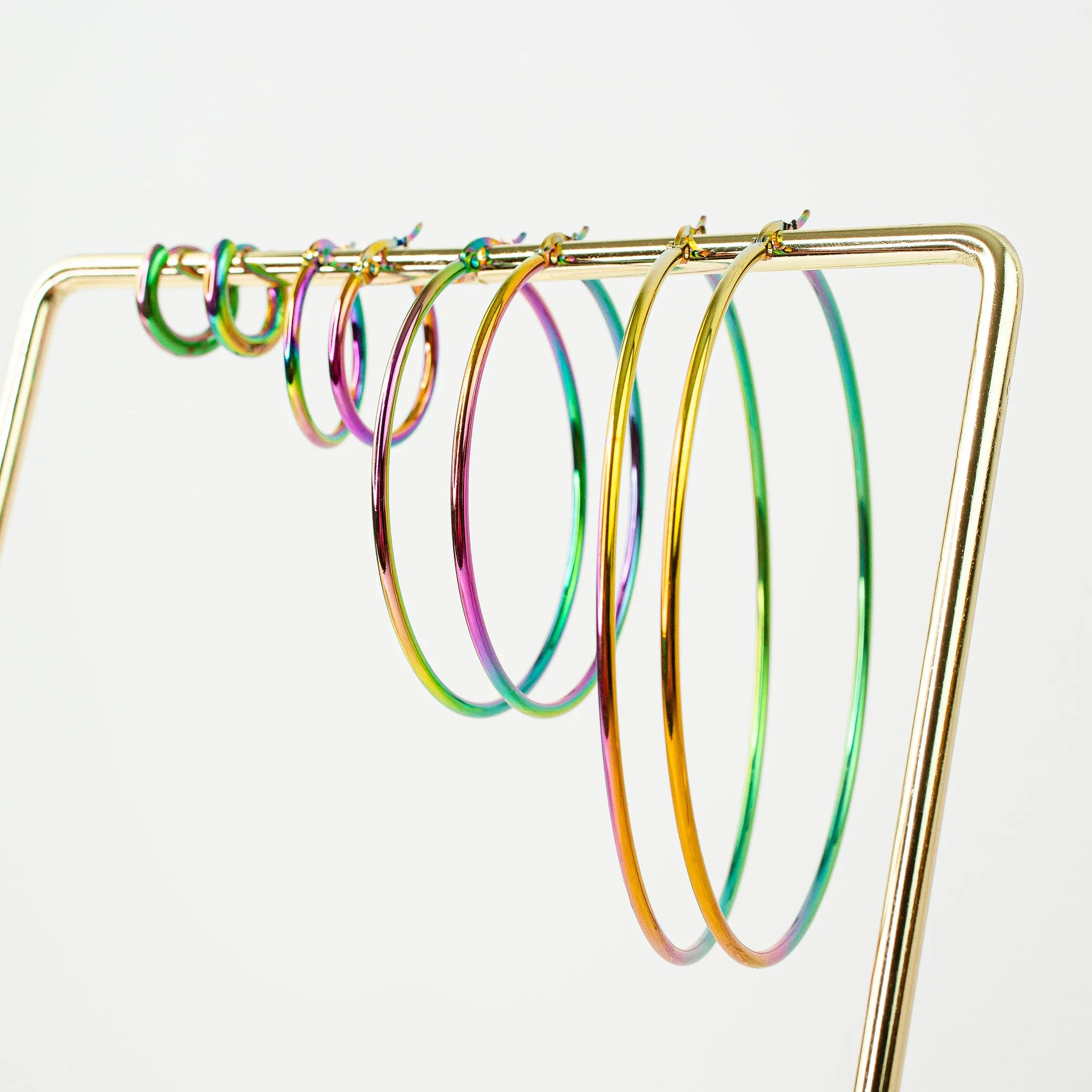 Prism Giant Rainbow Hoop Earrings