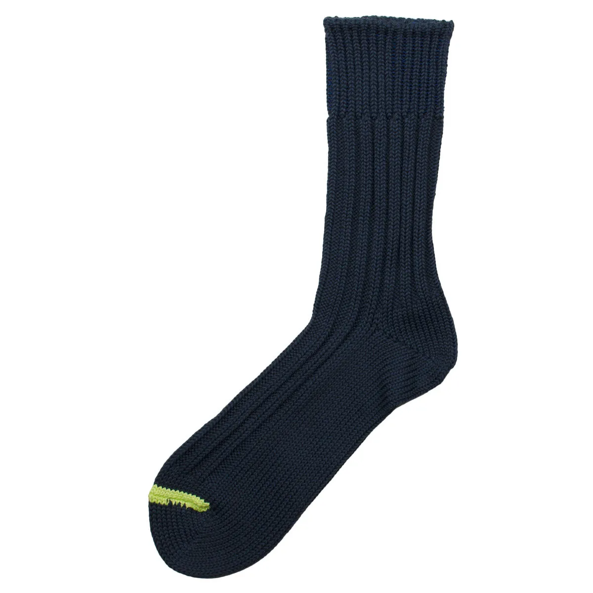 RoToTo - Chunky Ribbed Crew Socks - Dark Blue / Lime