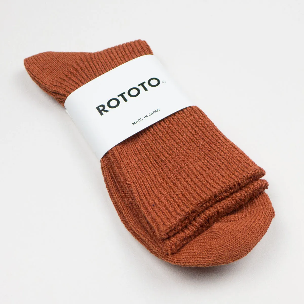 RoToTo - Washi / Recycled Cotton Rib Crew Socks - Dark Orange