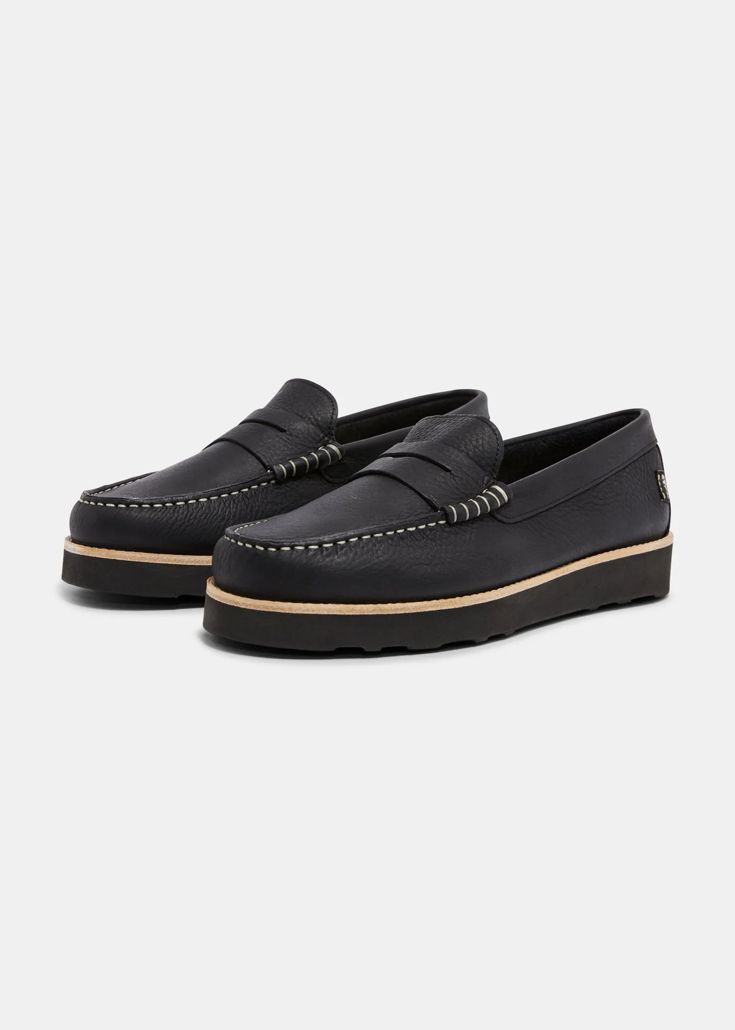 Rudy II Tumbled Leather Loafer - Black Mono