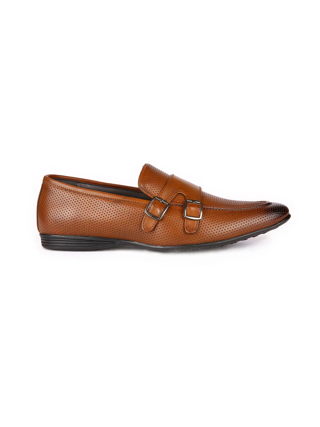 Tan Perforated Monk-Straps